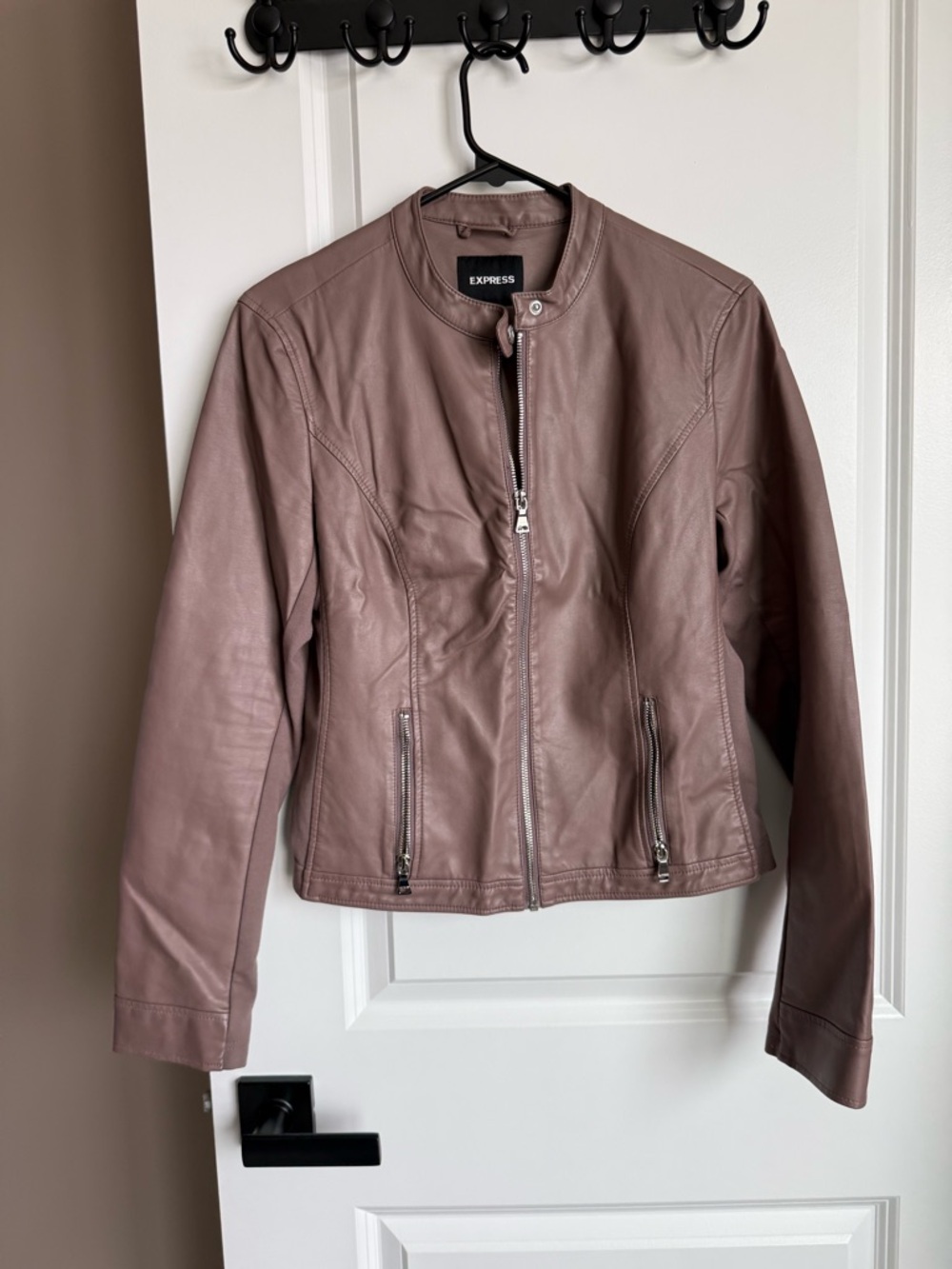 Express Mauve Vegan Leather Moto Jacket
